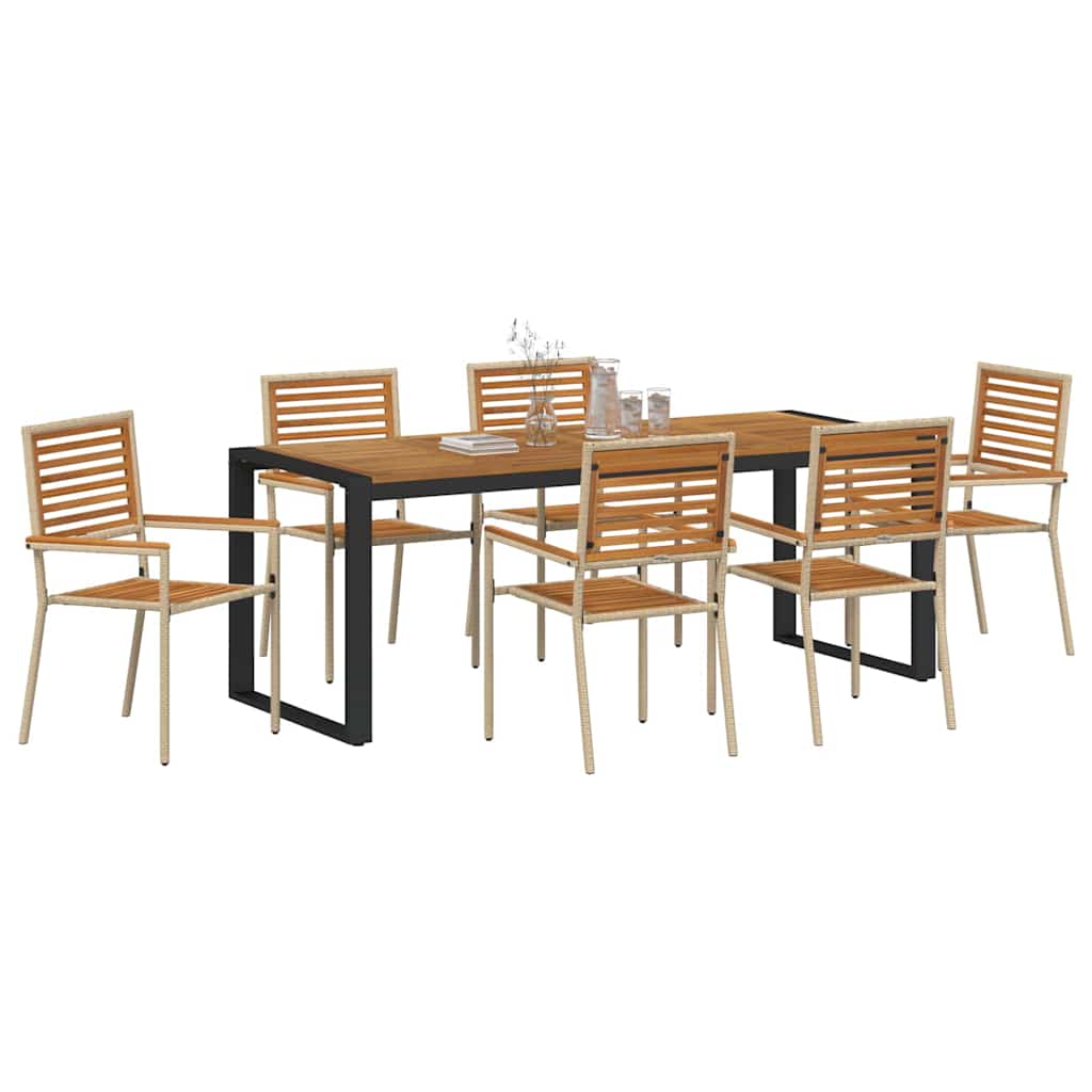 Garten Essgruppe 7 pcs Beige und Braun Poly-Rattan