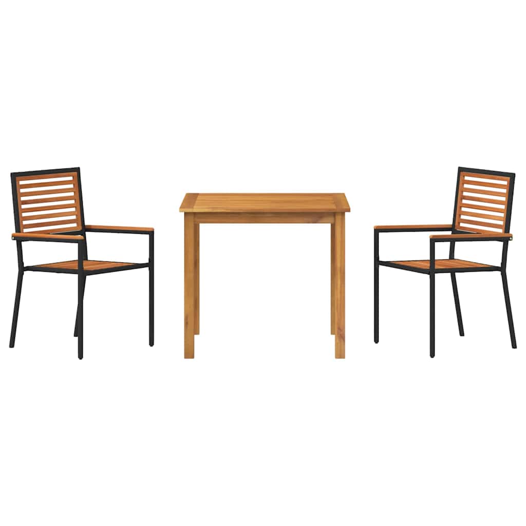 Garten Essgruppe 3 pcs Schwarz Massivholz Akazie
