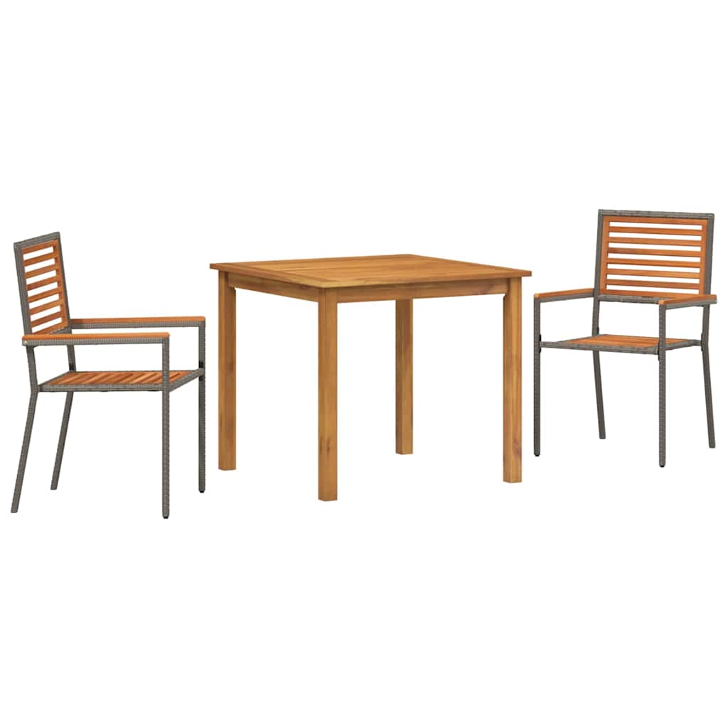 Garten Essgruppe 3 pcs Grau Massivholz Akazie