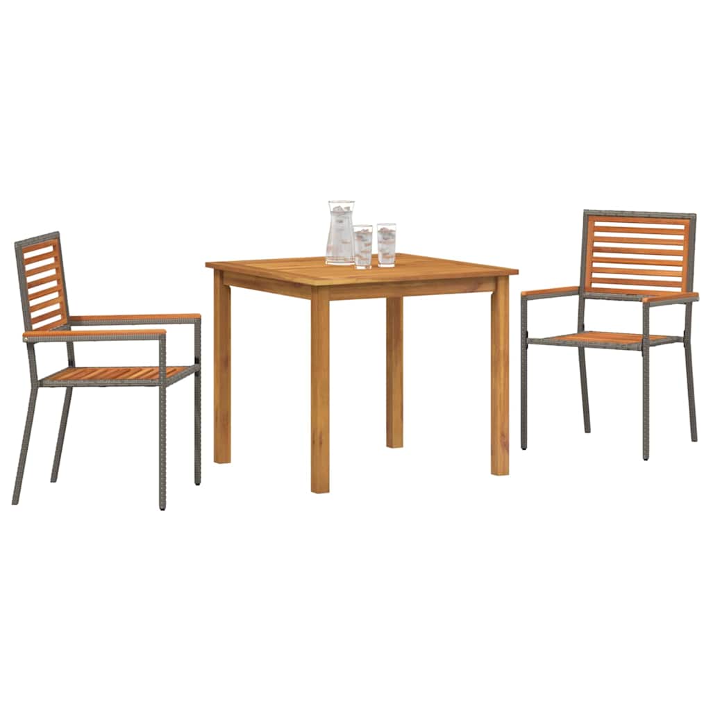 Garten Essgruppe 3 pcs Grau Massivholz Akazie