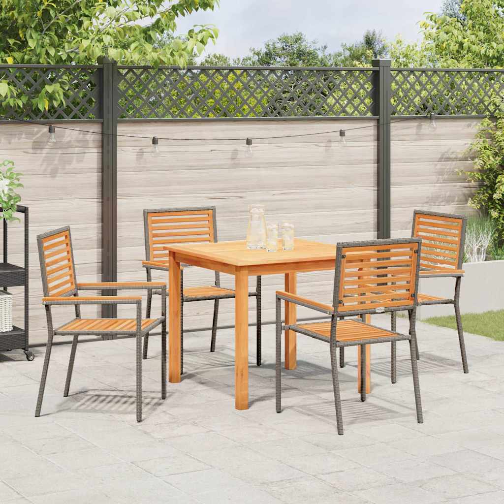 Garten Essgruppe 5 pcs Grau Massivholz Akazie