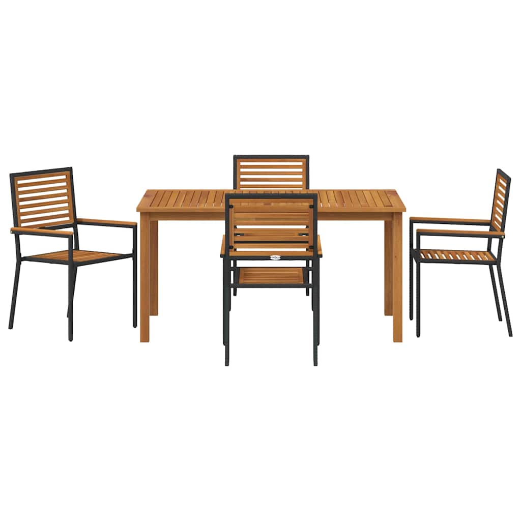 Garten Essgruppe 5 pcs Schwarz Massivholz Akazie