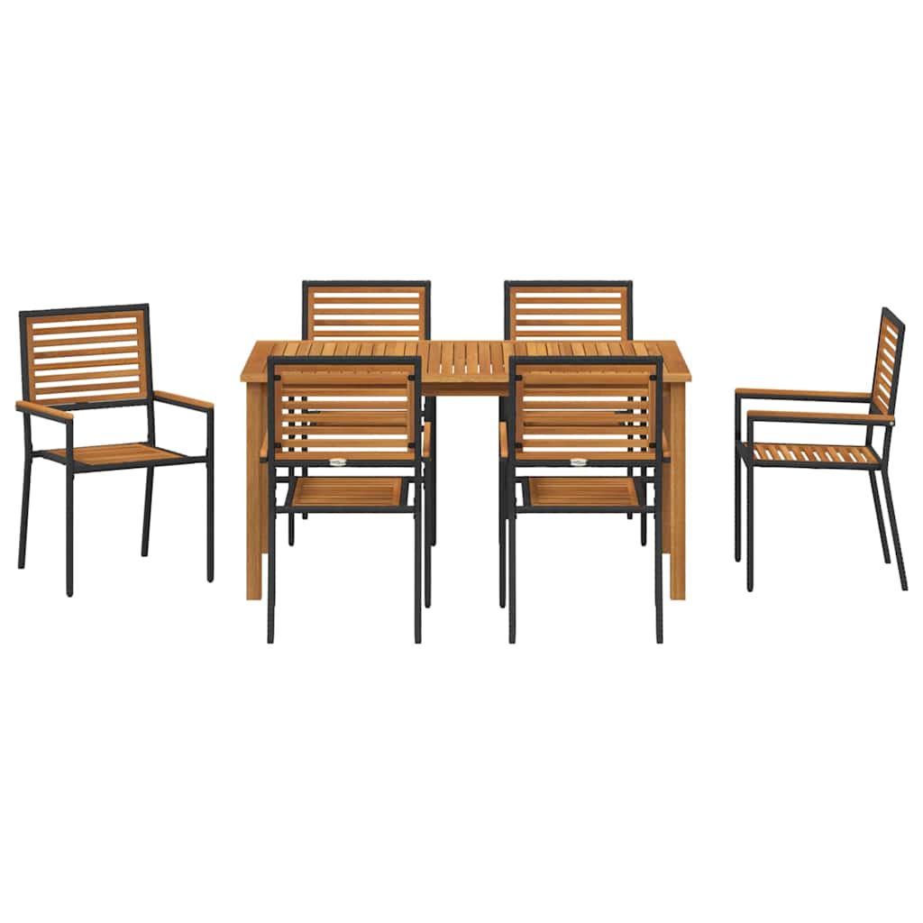 Garten Essgruppe 7 pcs Schwarz Massivholz Akazie