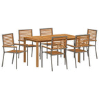 Garten Essgruppe 7 pcs Grau Massivholz Akazie
