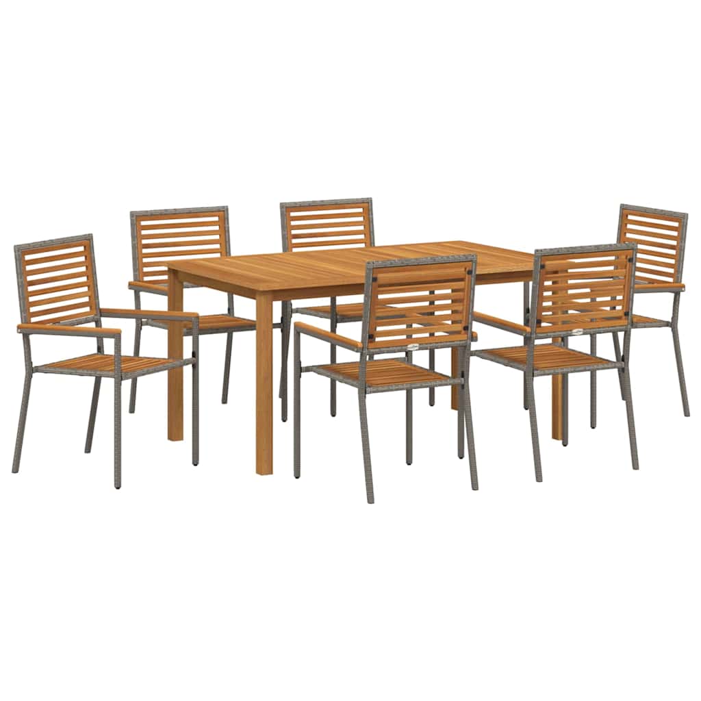 Garten Essgruppe 7 pcs Grau Massivholz Akazie