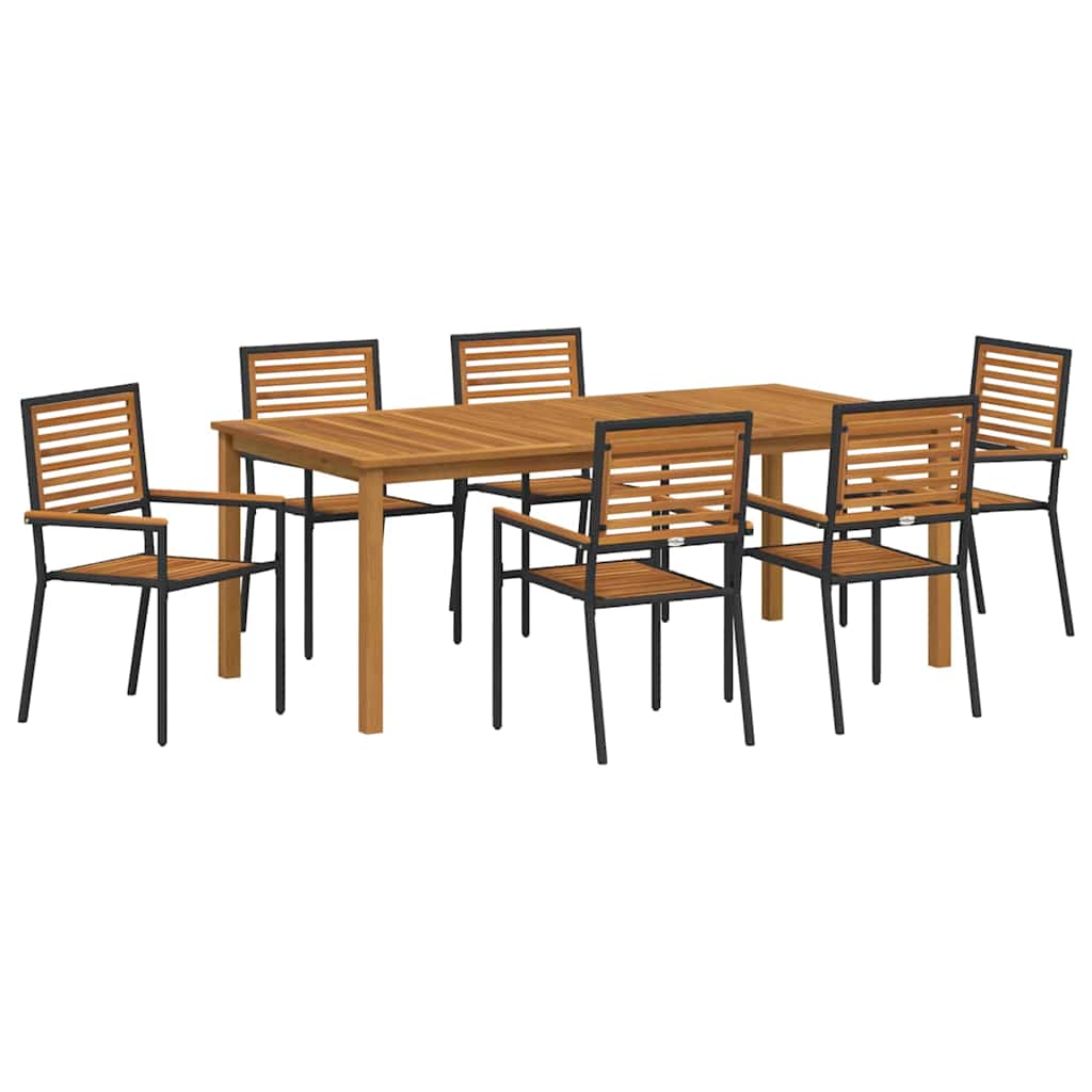 Garten Essgruppe 7 pcs Schwarz Massivholz Akazie