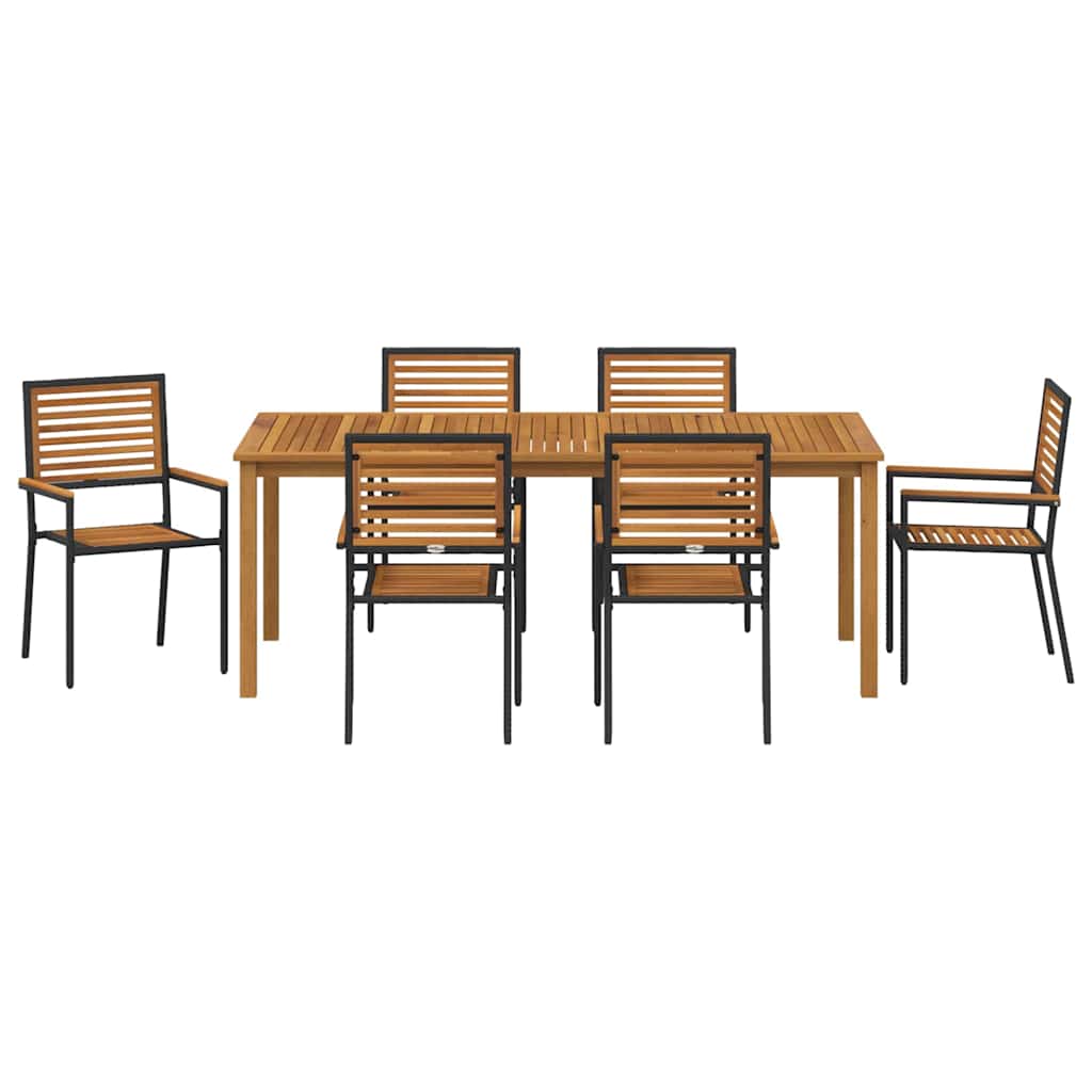 Garten Essgruppe 7 pcs Schwarz Massivholz Akazie