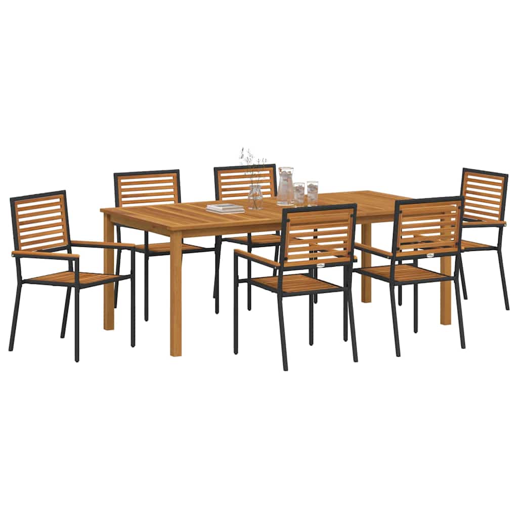 Garten Essgruppe 7 pcs Schwarz Massivholz Akazie