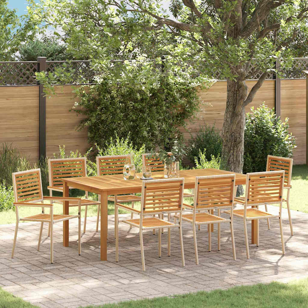 Garten Essgruppe 9 pcs Beige Massivholz Akazie