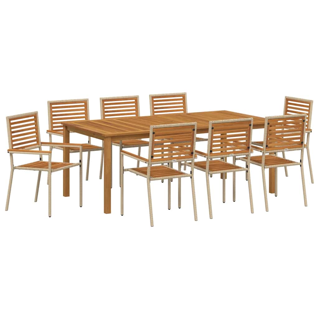 Garten Essgruppe 9 pcs Beige Massivholz Akazie