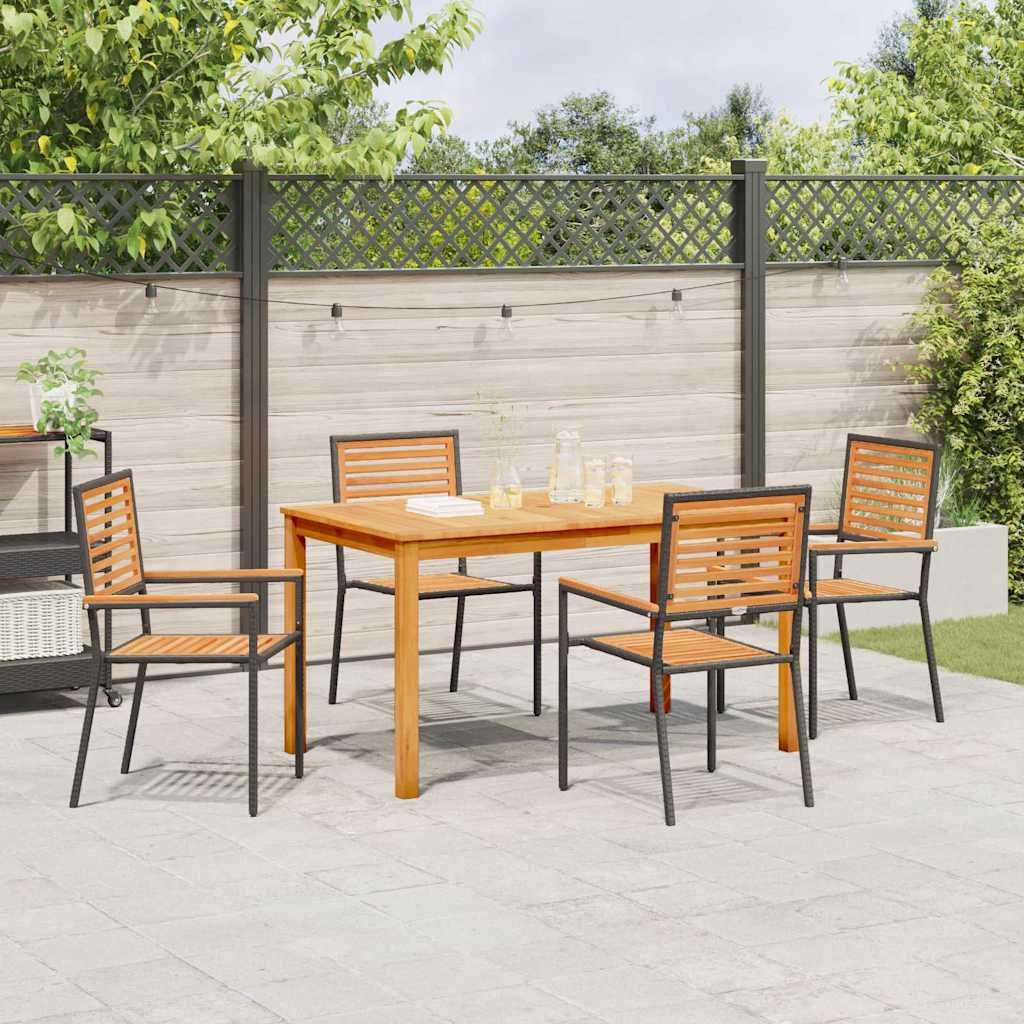 Garten Essgruppe 5 pcs Schwarz Massivholz Akazie