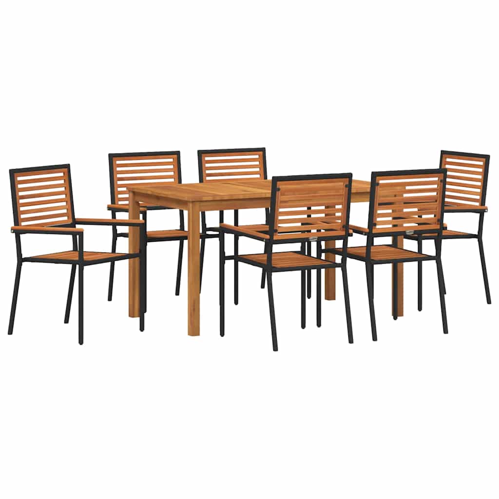Garten Essgruppe 7 pcs Schwarz Massivholz Akazie