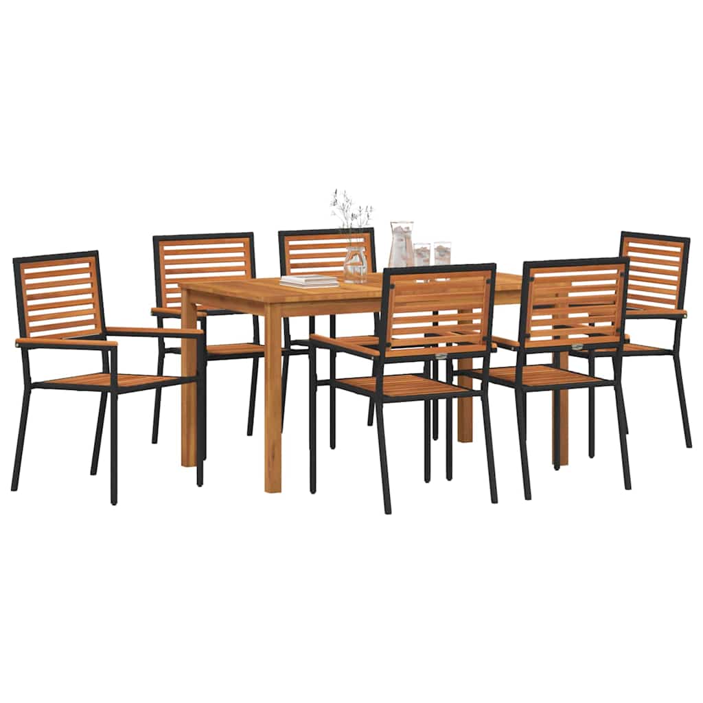 Garten Essgruppe 7 pcs Schwarz Massivholz Akazie