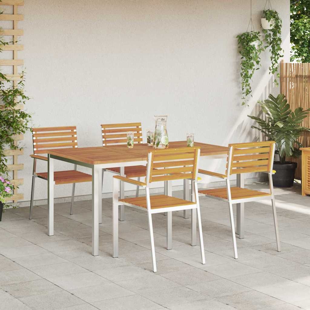 Garten Essgruppe 5 pcs Braun Massivholz Akazie