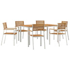 Garten Essgruppe 7 pcs Braun Massivholz Akazie