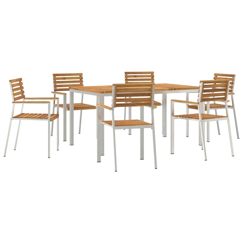 Garten Essgruppe 7 pcs Braun Massivholz Akazie