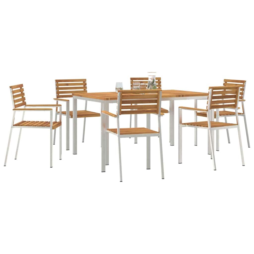 Garten Essgruppe 7 pcs Braun Massivholz Akazie