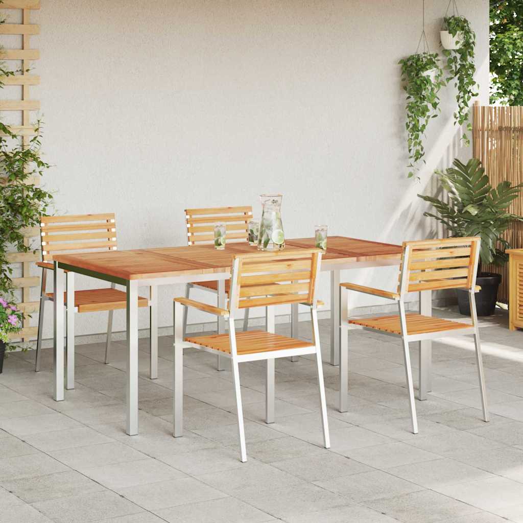 Garten Essgruppe 5 pcs Braun Massivholz Teak