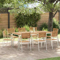 Garten Essgruppe 9 pcs Braun Massivholz Teak
