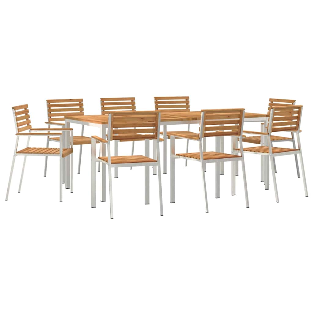 Garten Essgruppe 9 pcs Braun Massivholz Teak