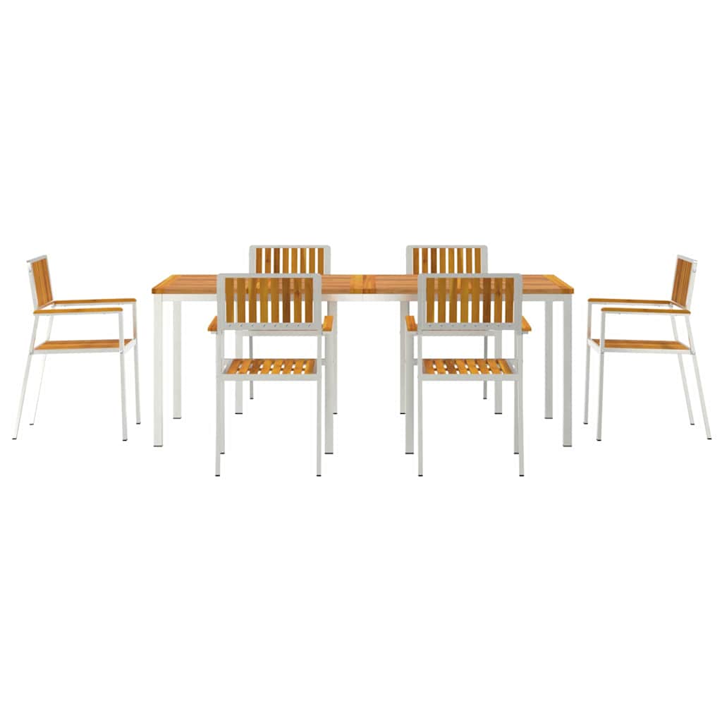 Outdoortisch-Set 7 pcs Braun Massivholz Akazie