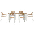 Outdoortisch-Set 7 pcs Braun Massivholz Teak