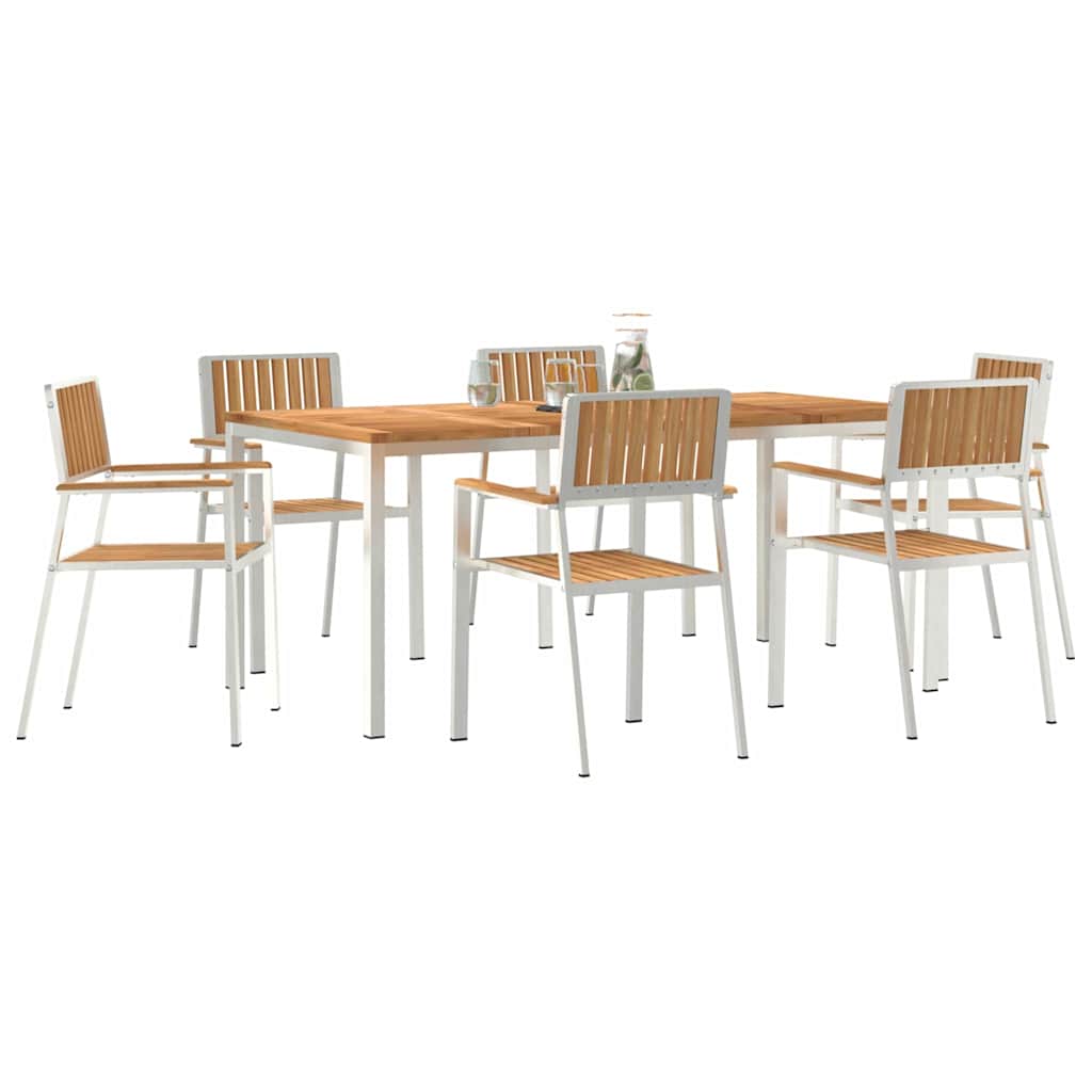 Outdoortisch-Set 7 pcs Braun Massivholz Teak