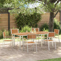 Outdoortisch-Set 7 pcs Braun Massivholz Teak