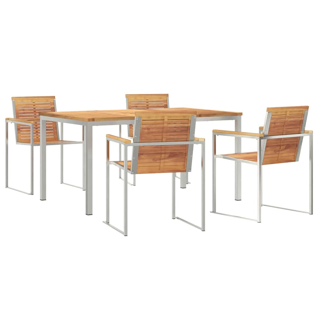Garten Essgruppe 5 pcs Braun Massivholz Teak