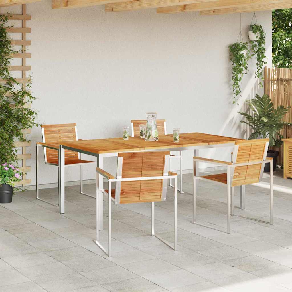 Garten Essgruppe 5 pcs Braun Massivholz Teak