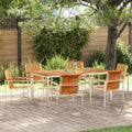Garten Essgruppe 7 pcs Braun Massivholz Teak