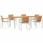 Garten Essgruppe 7 pcs Braun Massivholz Teak