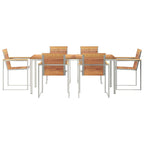 Garten Essgruppe 7 pcs Braun Massivholz Teak