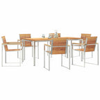 Garten Essgruppe 7 pcs Braun Massivholz Teak