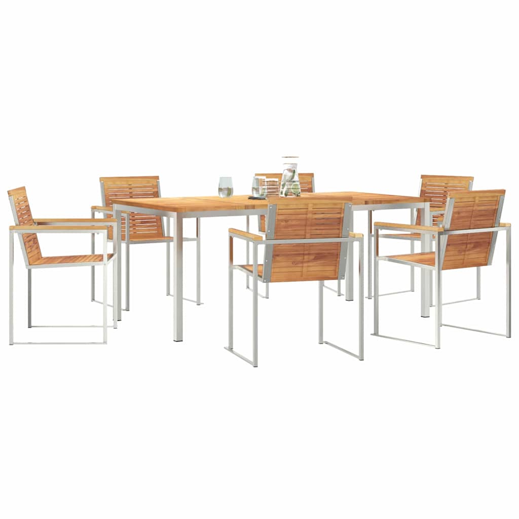 Garten Essgruppe 7 pcs Braun Massivholz Teak
