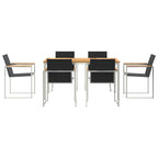 Garten Essgruppe 7 pcs Braun Massivholz Teak