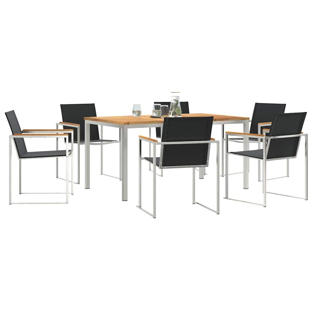 Garten Essgruppe 7 pcs Braun Massivholz Teak