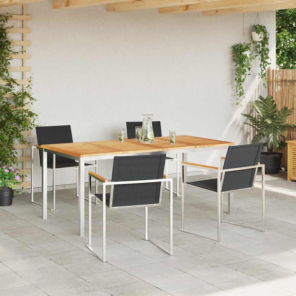 Garten Essgruppe 5 pcs Braun Massivholz Teak