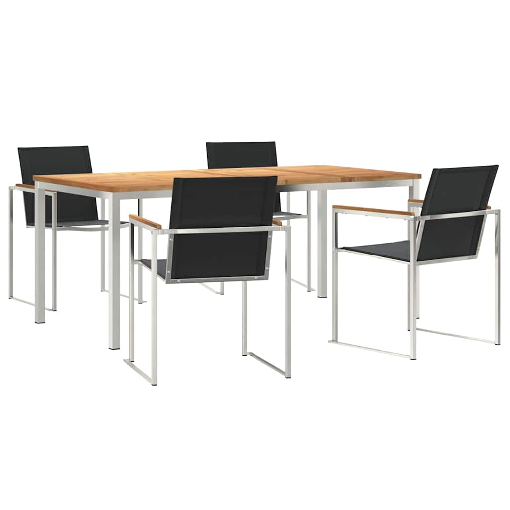 Garten Essgruppe 5 pcs Braun Massivholz Teak