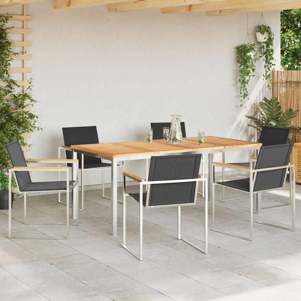 Garten Essgruppe 7 pcs Braun Massivholz Teak