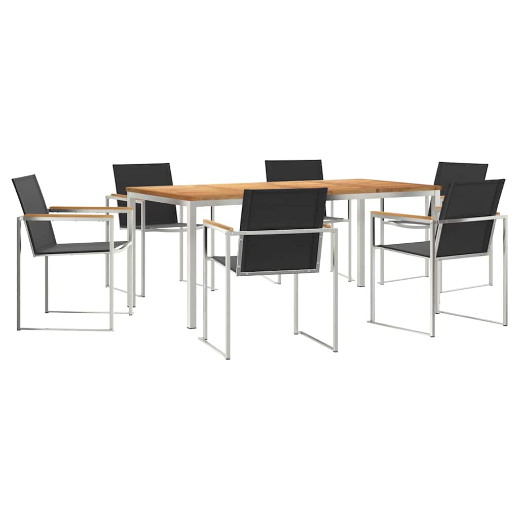 Garten Essgruppe 7 pcs Braun Massivholz Teak