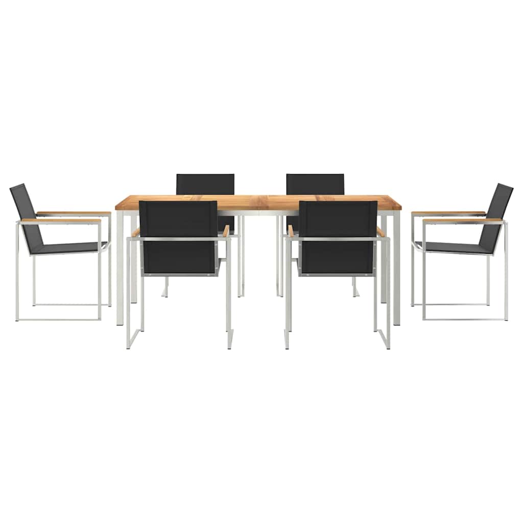 Garten Essgruppe 7 pcs Braun Massivholz Teak