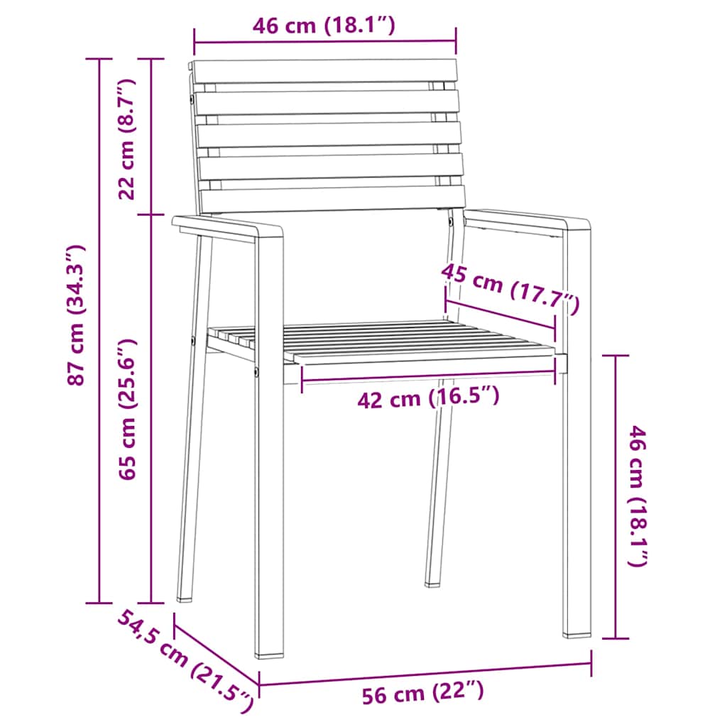 Gartenstuhl 6 pcs Öl-Natur 56 x 54,5 x 87 cm Massivholz Teak
