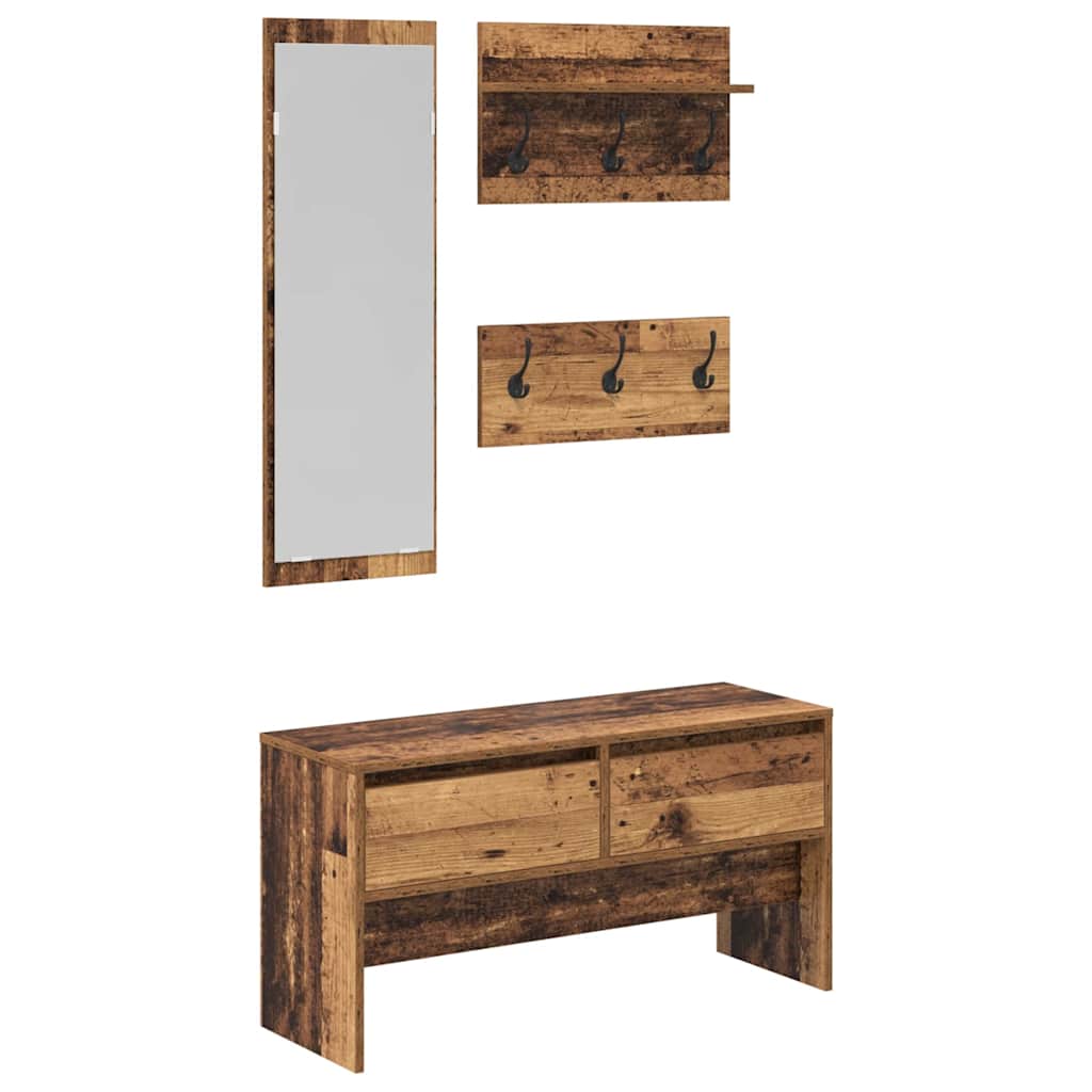 Flurmöbel-Set mit Schubladen 4 pcs Altholz Holzwerkstoff