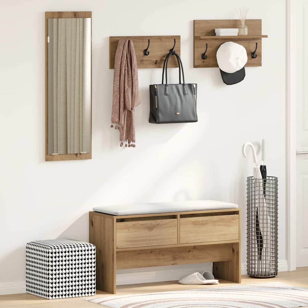 Flurmöbel-Set mit Regal 4 pcs Kunsthandwerk Eiche Holzwerkstoff