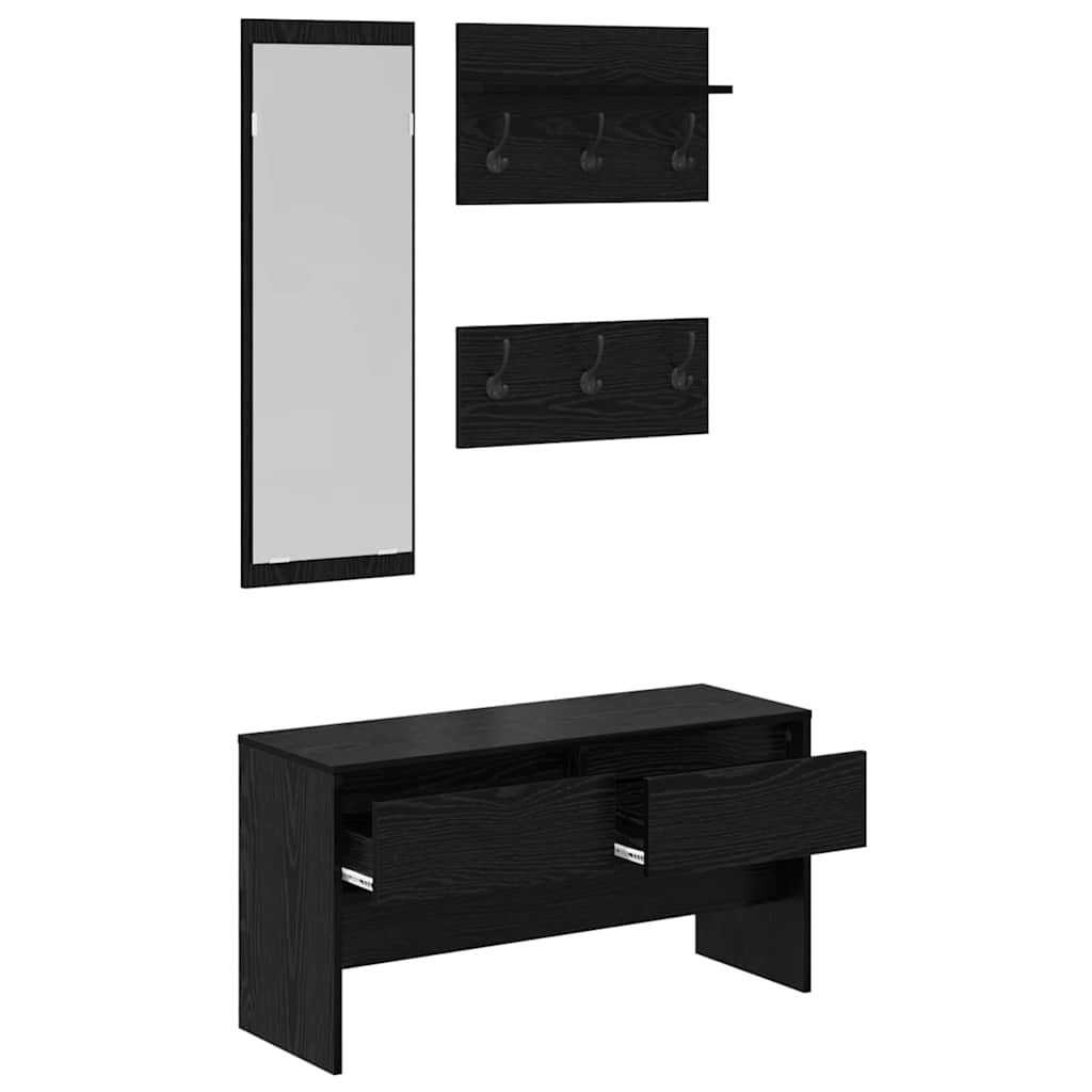Flurmöbel-Set 4 pcs Schwarz Eichen-Optik Holzwerkstoff