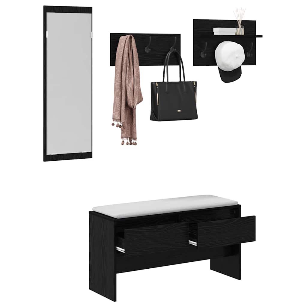 Flurmöbel-Set 4 pcs Schwarz Eichen-Optik Holzwerkstoff