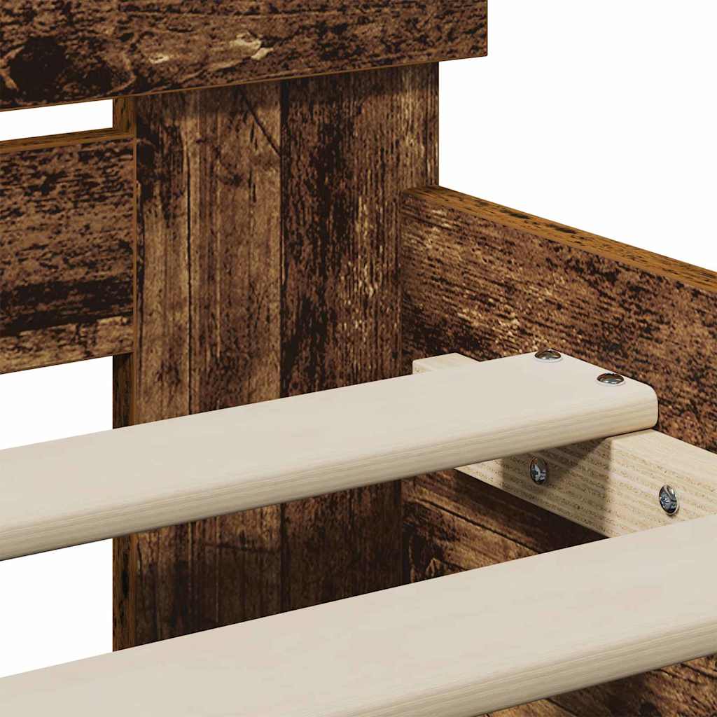 Bettrahmen mit Kopfteil Altholz 90 x 200 cm Holzwerkstoff