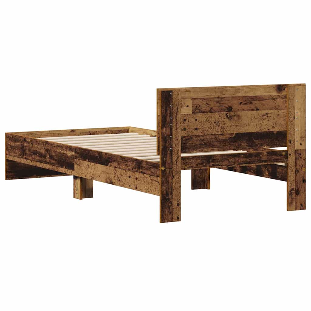 Bettrahmen mit Kopfteil Altholz 90 x 200 cm Holzwerkstoff