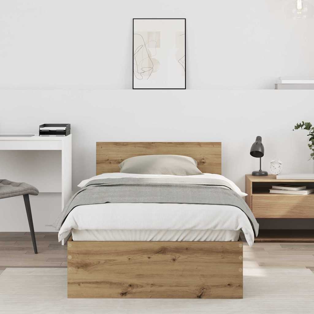 Bettrahmen mit Kopfteil Artisan-Eiche 90 x 200 cm Holzwerkstoff